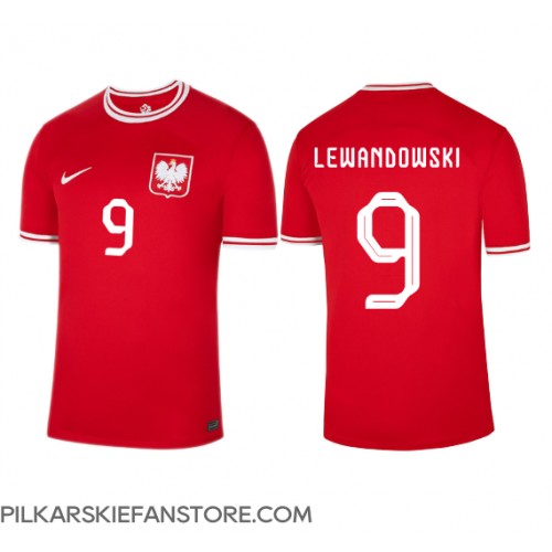 Tanie Strój piłkarski Polska Robert Lewandowski #9 Koszulka Wyjazdowej MŚ 2022 Krótkie Rękawy